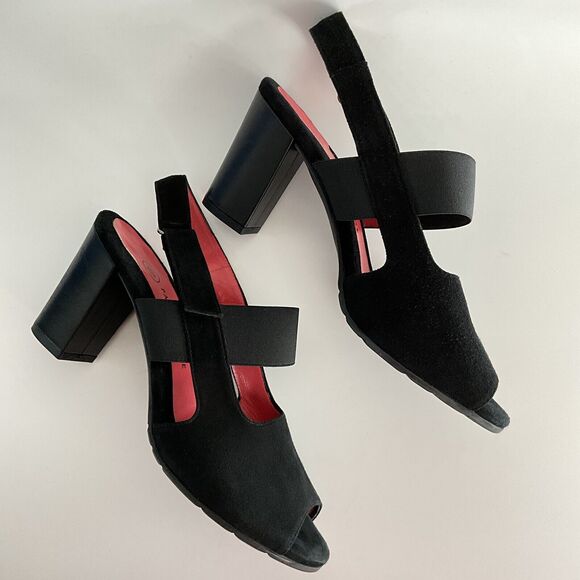 Pas de rouge sandals NAPPA NERO PAS DE ROUGE Suede Open-toe Block Heel Sandals Black 40